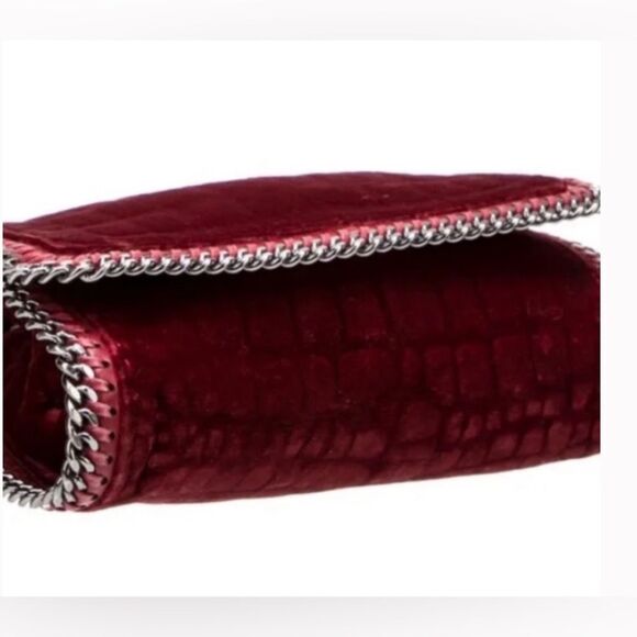 Stella McCartney *Scarlet Red* Velvet Chain Strap Hand Bag - Picture 3 of 4